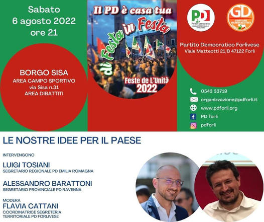 Luigi Tosiani alla Festa de l’Unità di Borgo Sisa: le nostre idee per il Paese