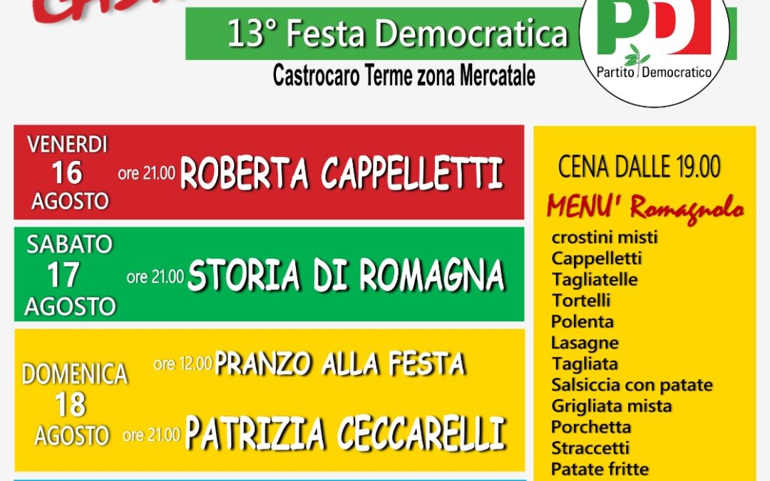 Feste dell’Unità: appuntamento a Castrocaro con politica, musica e gastronomia